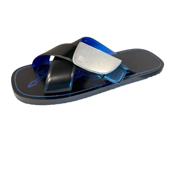 Burberry Black Leather EKD Strip Shield Slide Sandal, all sizes - Picture 4 of 15